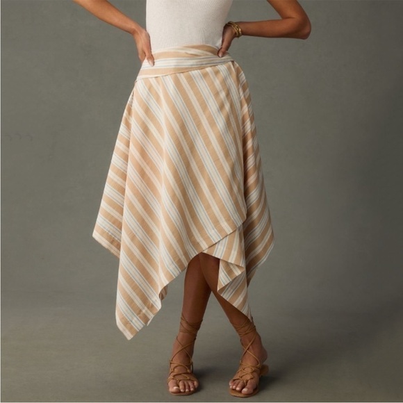 NWT Anthropologie Maeve Asymmetrical Striped Wrap Skirt - Picture 1 of 9
